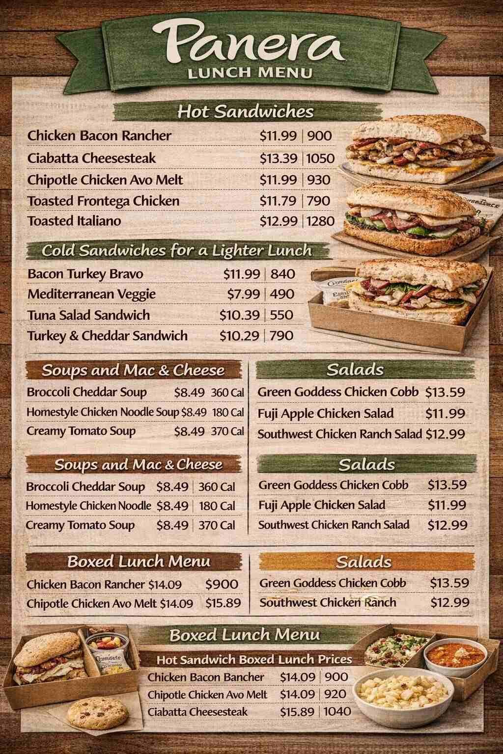 Panera Bread Lunch Menu