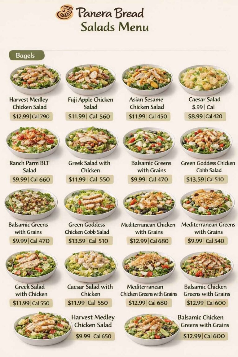Panera Bread Salads Menu With Prices